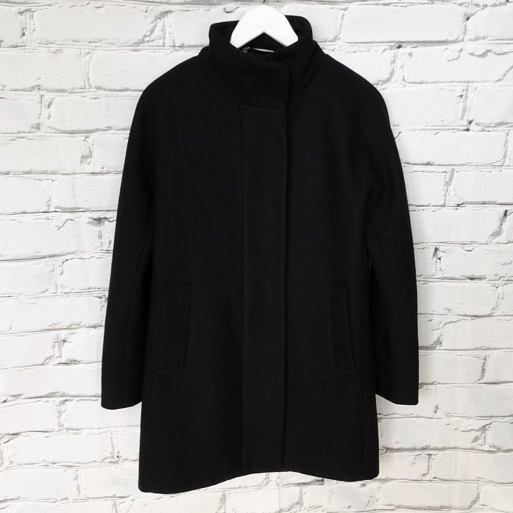 J. Crew Black Wool Blend Zip Coat